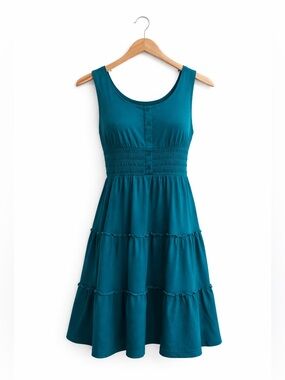 Sleeveless Teal Tiered Summer Dress